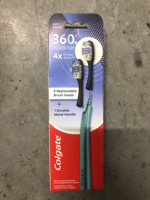 Colgate 360 floss-tip brush (handle + 2 heads)